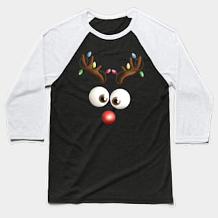 Reindeer Face Illustration Baseball T-Shirt